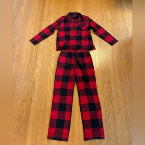 Old Navy Kids Red and Black Plaid Pajama Set